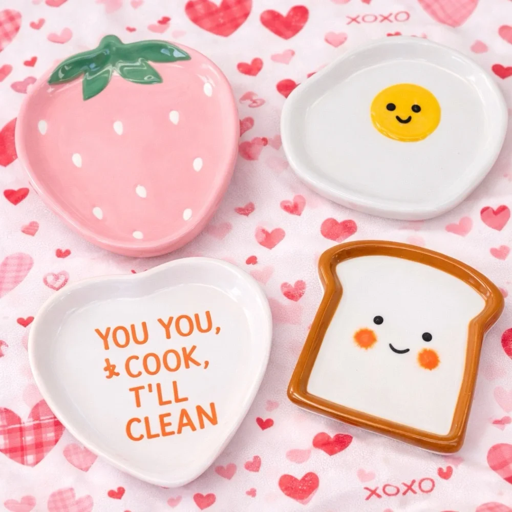 Target Bullseye Playground SET OF 4 Valentine’s Day Ceramic Trinket Dishes